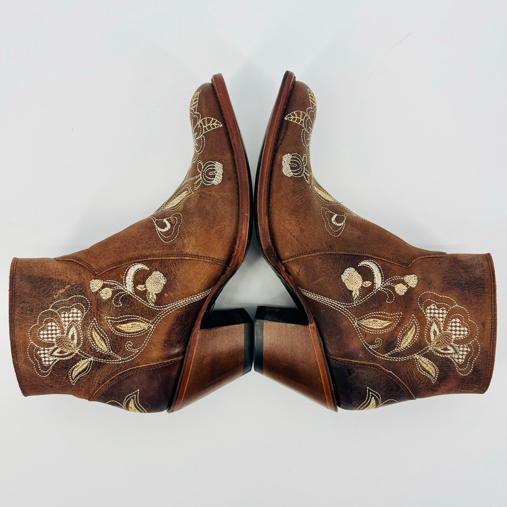 Shyanne Summer Arena Brown Floral Embroidered Western Ankle Boots Size 9 - Picture 6 of 11